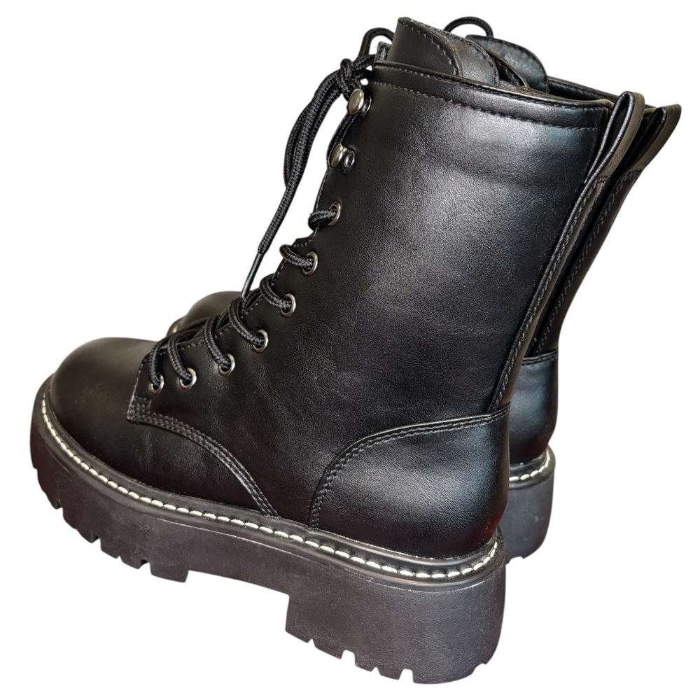 NWT Wild Fable Black Lace-Up Side Zip Platform Boots, Size 6.5 - Picture 3 of 11